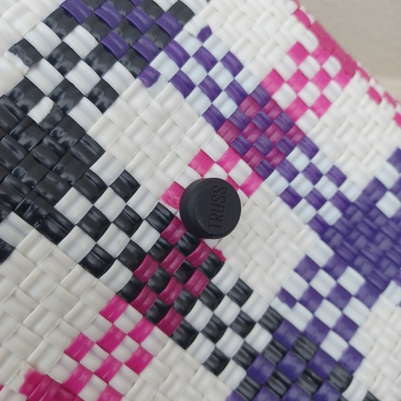 TRUSS Large Woven Leather Trim Bucket Bag - Picture 7 of 14